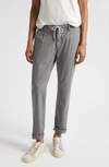 Eleventy Drawstring Waist Stretch Virgin Wool Pants In Light Grey