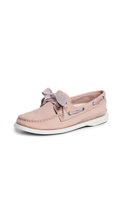 Sperry Satin Lace Boat Shoes In Rose Dust