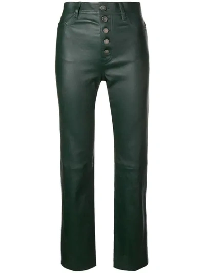 Joseph Den High-rise Stretch-leather Trousers In Green