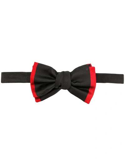 Gucci Contrast Trim Bow Tie In Black Silk