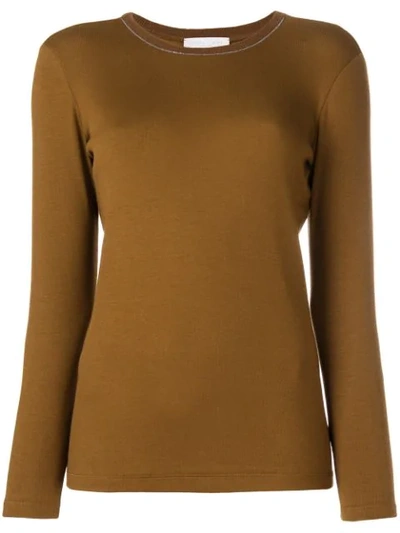 Fabiana Filippi Embellished Neckline Fitted Sweater - Brown