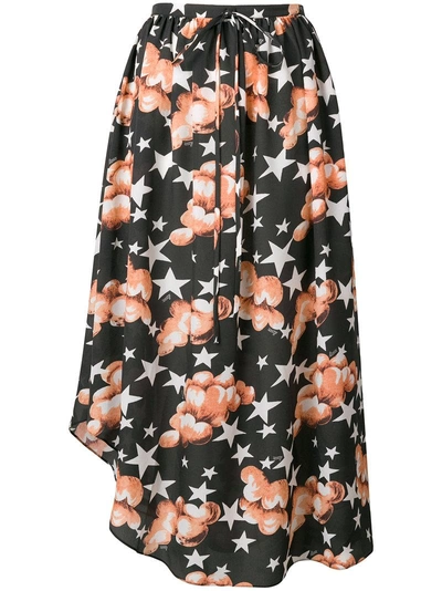 Loewe Stars Asymmetric Midi Skirt - Black