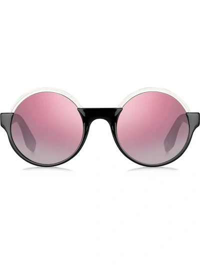 Marc Jacobs Contrast Round Sunglasses In Black