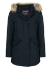 Woolrich Fur Raincoat In Blue