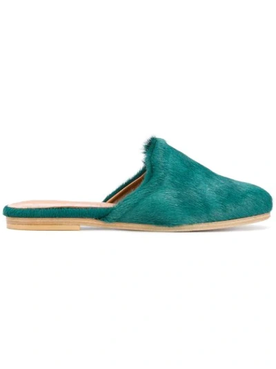 Solange Sandals Round Toe Mules In Green
