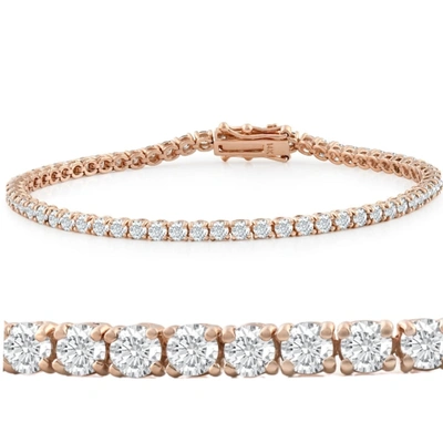 Pompeii3 14k White, Rose, Or Yellow Gold Round Diamond Tennis Bracelet 5cttw 7" Women's