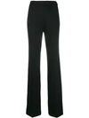 Prada Ribbed Flared Tailored Trousers In Black