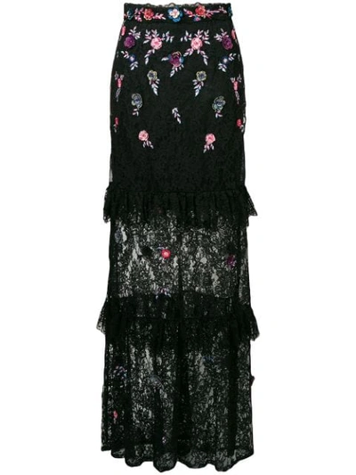 Dundas Ruffled Lace Panel Layer In Black