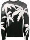 Valentino Colour-block Palm Knit Sweater - Grey