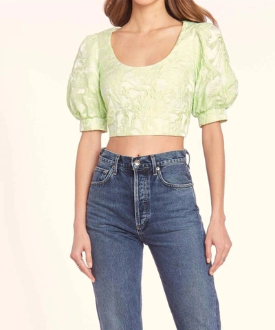 Amanda Uprichard Ballad Puff Sleeve Top In Cucumber In Multi