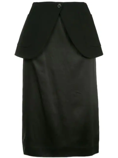 Maison Margiela Double-layer Midi Skirt In 900-black