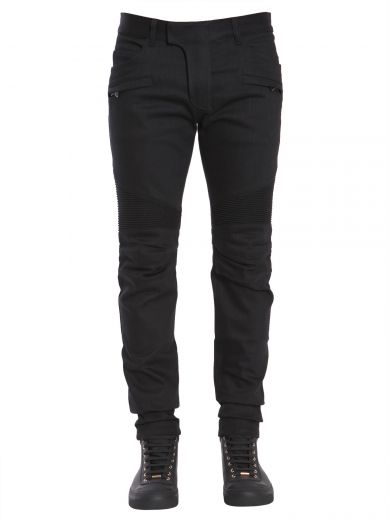 Balmain Jeans Biker In Nero | ModeSens