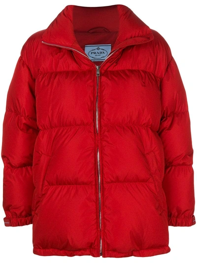Prada Classic Padded Jacket In Red