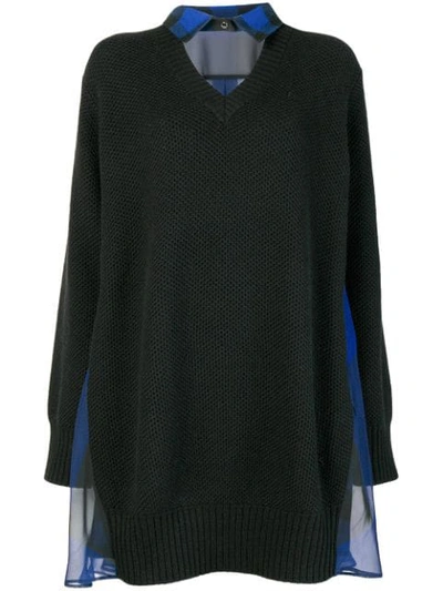 Sacai Collar Sweater Dress - Black