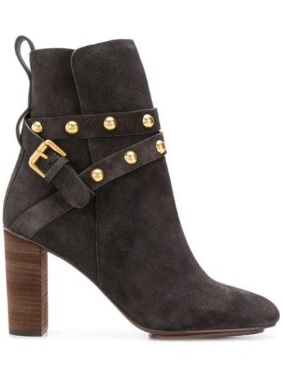 See By Chloé Studded Strap Boots In Brown