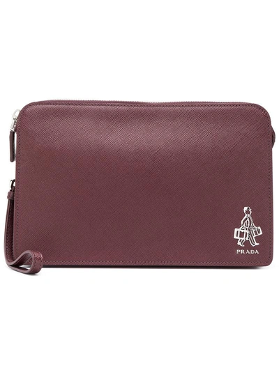 Prada Saffiano Clutch Bag - Red In Red