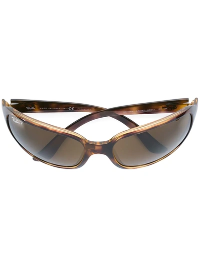 Ray Ban Rectangular Shaped Sunglasses In Brown