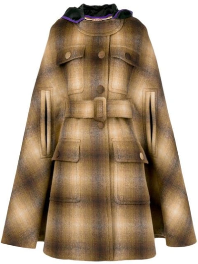 N°21 Hooded Cape Coat In Brown