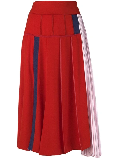 Sportmax Colour-block Flared Skirt In Red