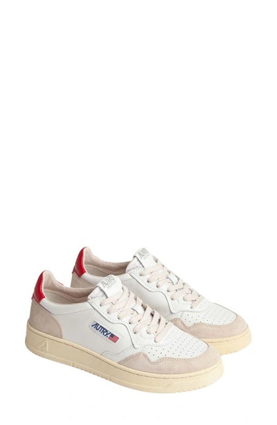 Autry Medalist Low Sneaker In Leat_suede_wht_red