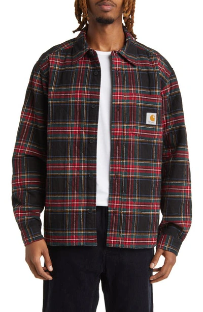 Carhartt Wiles Plaid Flannel Shirt Jacket In Wiles Check Black