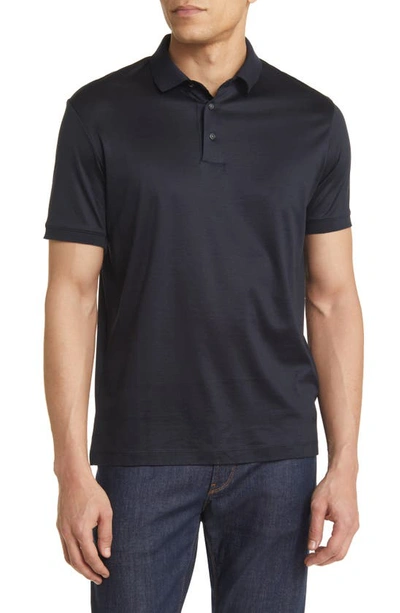 Emporio Armani Short Sleeve Polo Shirt In Solid Blue