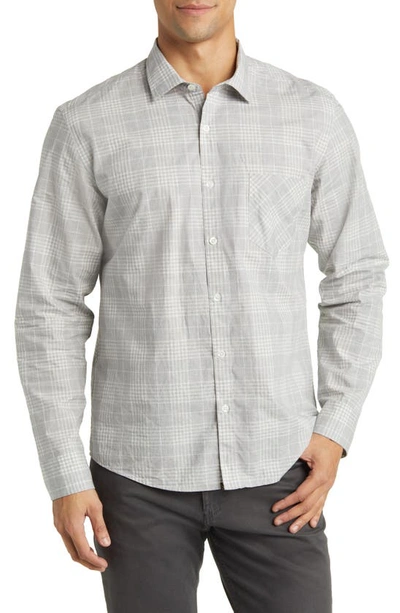 Billy Reid Mélange Plaid Cotton Button-up Shirt In Grey