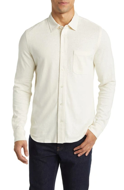 Billy Reid Hemp & Cotton Knit Button-up Shirt In Tinted White