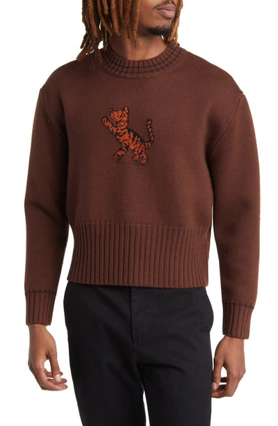 Connor Mcknight X Disney Tigger Intarsia Merino Wool Sweater In Dark Brown