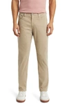 Ag Everett Sueded Stretch Sateen Straight Fit Pants In Stone Barrack