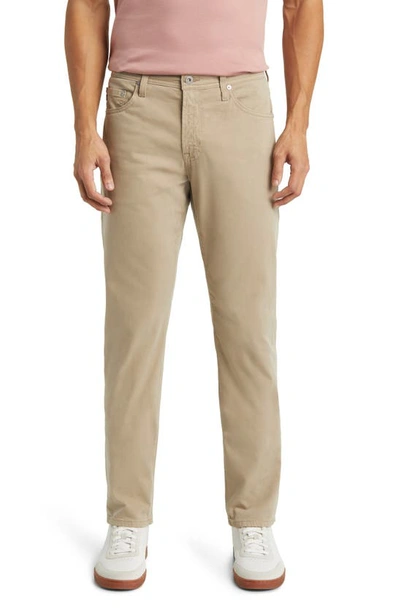 Ag Everett Sueded Stretch Sateen Straight Fit Trousers In Stone Barrack