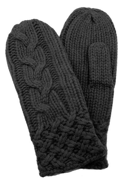Portolano Chunky Cable Knit Mittens In Black