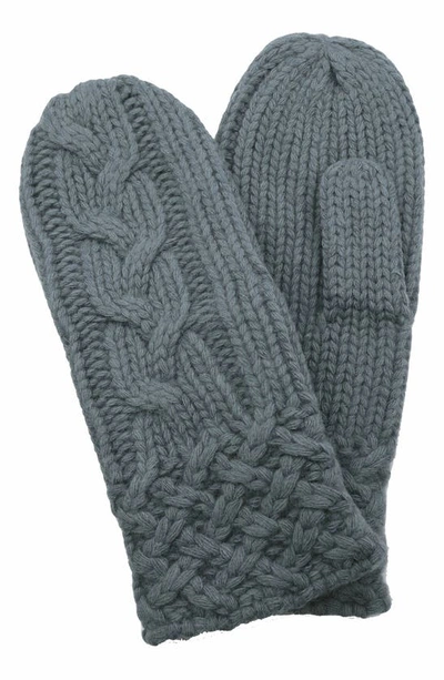 Portolano Chunky Cable Knit Mittens In Medium Heather Grey