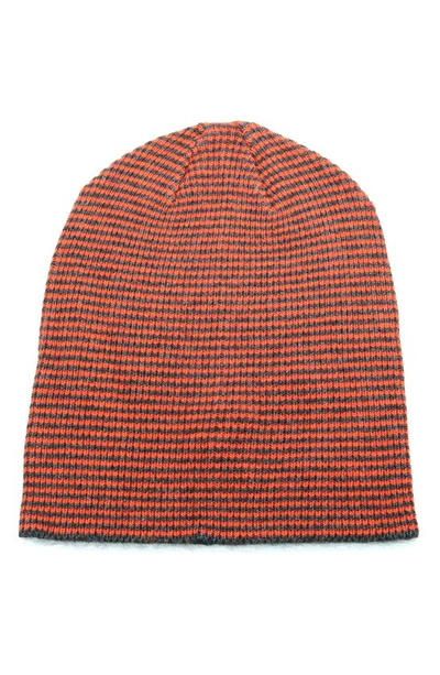 Portolano Mini Stripe Slouchy Hat In Charcoal/ Orange