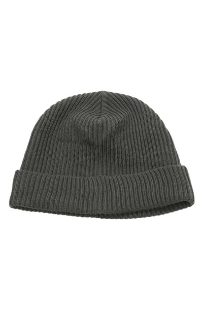 Portolano Merino Wool Rib Cuff Beanie In Charcoal