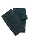 Portolano Cable Knit Fingerless Gloves In Black