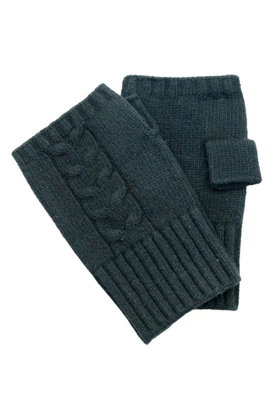 Portolano Cable Knit Fingerless Gloves In Black