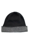 Portolano Fold Cuff Beanie In Black/ Heather Grey