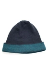 Portolano Fold Cuff Beanie In Navy/ Teal