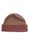 Portolano Fold Cuff Beanie In Sable Barn/ Maroon