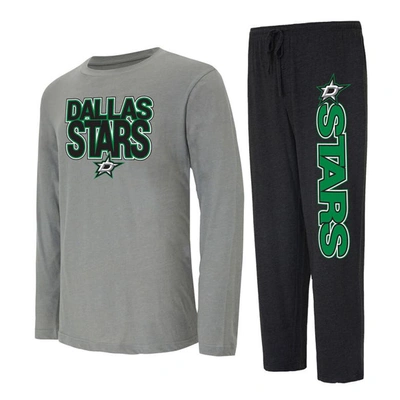 Concepts Sport Black/gray Dallas Stars Meter Long Sleeve T-shirt & Pants Sleep Set
