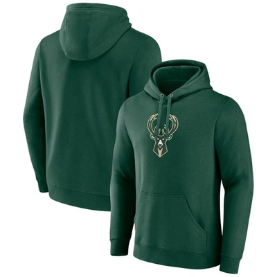 Fanatics Branded  Hunter Green Milwaukee Bucks Primary Logo Pullover Hoodie