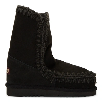 Mou Black Velvet Eskimo 24 Boots In Bkbk