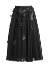 Cynthia Rowley Butterfly-embellished Tulle Midi Skirt In Black