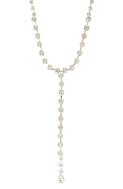 Tasha Crystal Y Necklace In Gunmetal Hematite