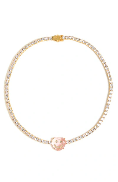 Kg Kurt Geiger Crystal Heart Choker Necklace In Gold