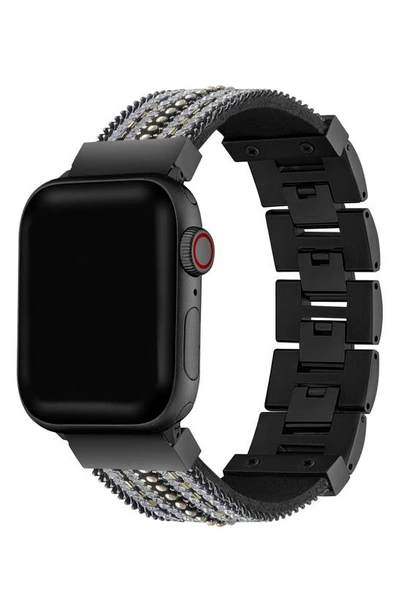 The Posh Tech Beaded Apple Watch® Bracelet Watchband In Black/ Silver