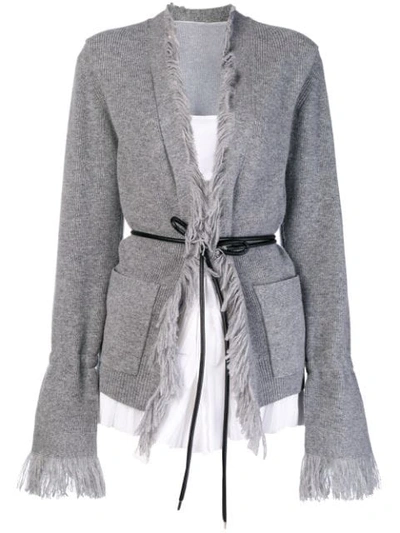 Sacai Fringed Layered Cardigan - Grey