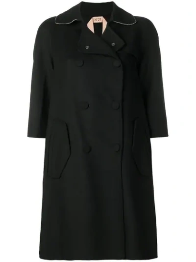 N°21 Nº21 Button Fastened Loose Coat - Black