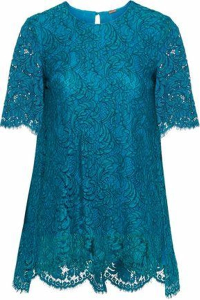 Adam Lippes Woman Cotton-blend Corded Lace Top Petrol